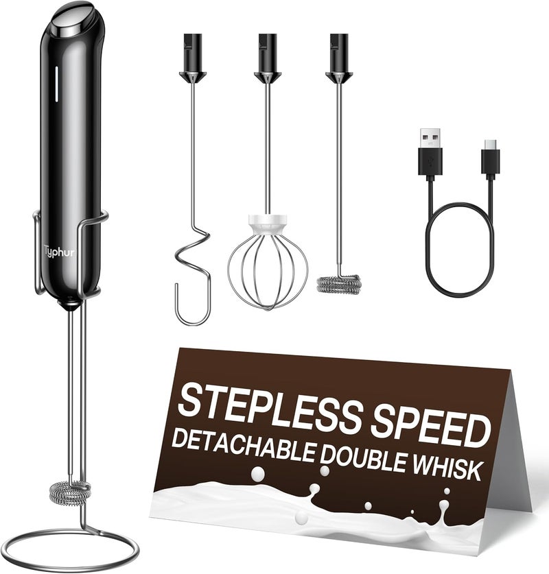 Typhur InstaWhisk Milk Frother with Variable Speed, Rechargeable Coffee Frother Wand with Detachable Double Whisk, Drink Mixer Handheld Electric Stirrer for Latte, Cappuccino, Matcha, Almond Milk, Protein - Image 1